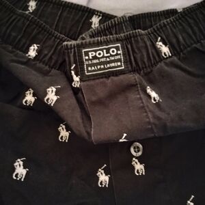 Polo Ralph Lauren Black Pajama Pants with White Pony Print Mens M